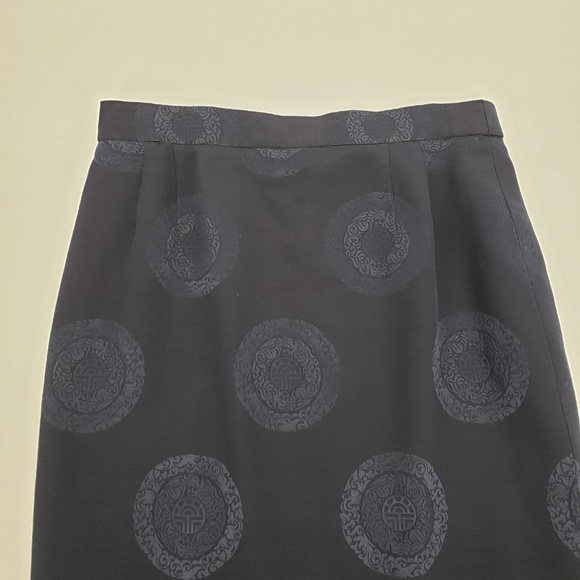 VTG Louis Feraud Silk & Wool Navy Pencil Skirt 14 - Picture 3 of 7